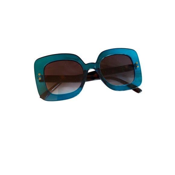 Free Peope Oversized Square Blue & Tortoiseshell Sunglasses Brown Tinted Lenses - Picture 1 of 5